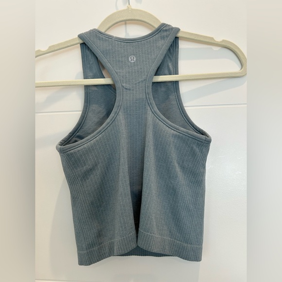 Lululemon Ebb to Street Ribbed Cropped Racerback Tank Top Pale Blue Size XS - Picture 7 of 11